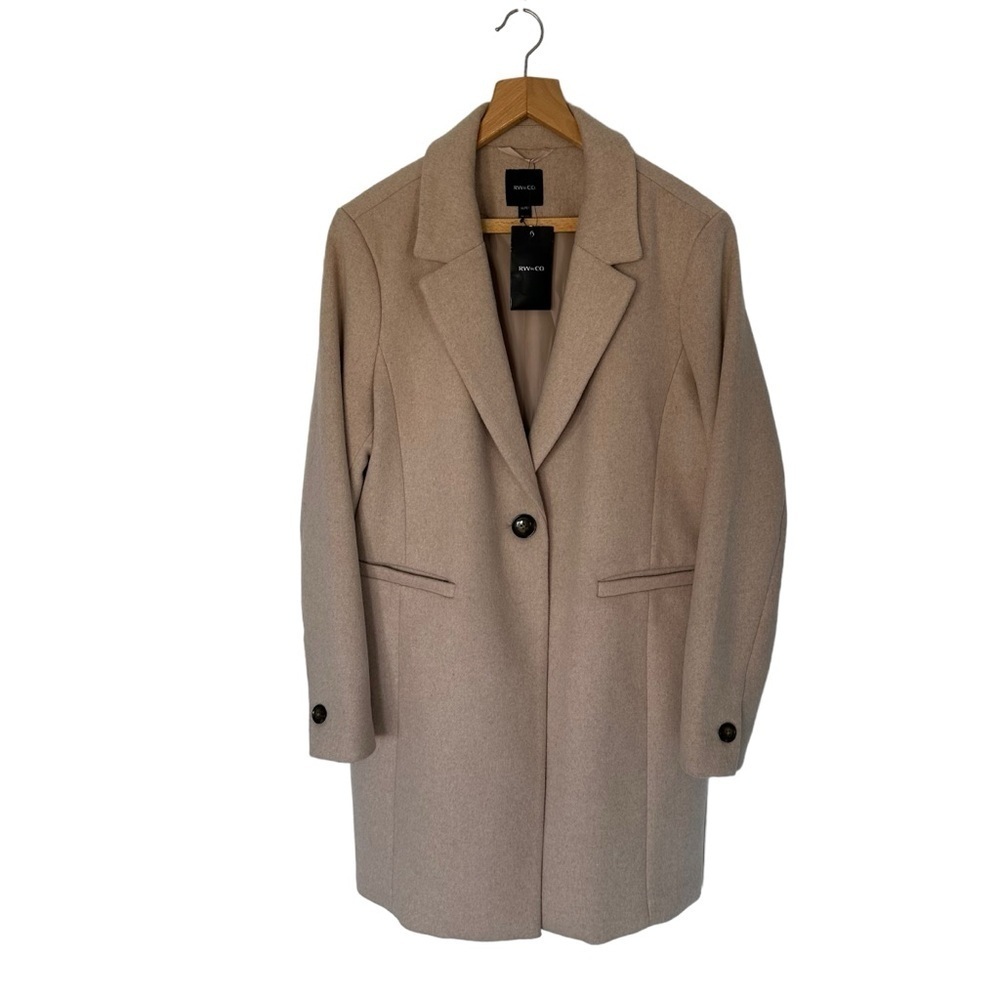 NWT RW&CO NUDE PINK TWILL PEA  COAT, US XL